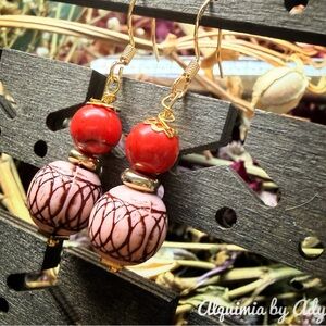 Red Turquoise Earrings with Vermeil Gold Hooks